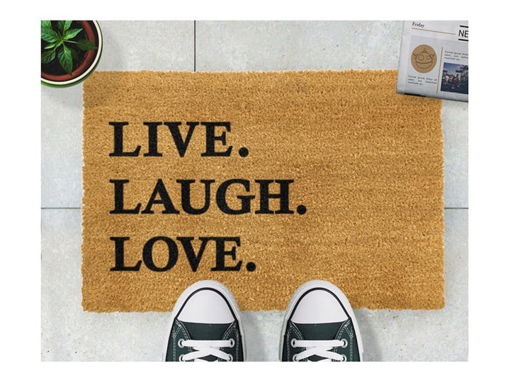Wycieraczka z naturalnego kokosowego włókna Artsy Doormats Live Laugh Love, 40x60 cm Włókno kokosowe Kategoria Wycieraczki