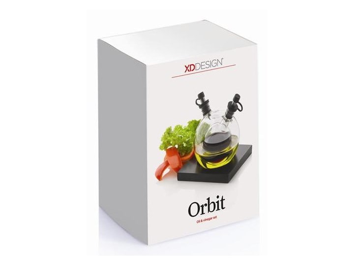 Zestaw butelek na ocet i olej z ręcznie dmuchanego szkła z tacką XD Design Orbit