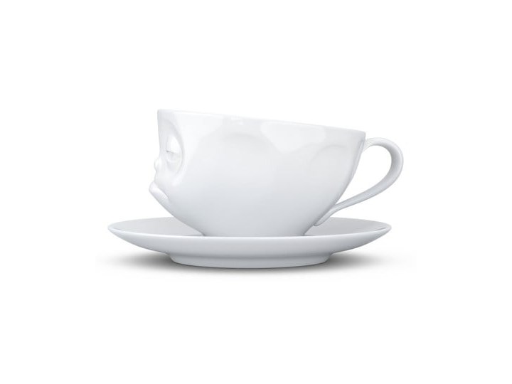 Biała porcelanowa nadąsana filiżanka ze spodkiem 58products