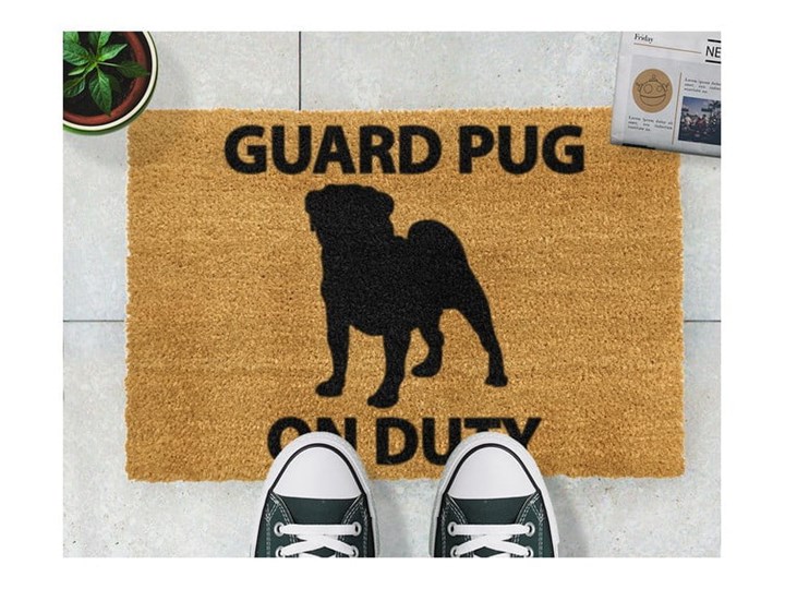 Wycieraczka z naturalnego kokosowego włókna Artsy Doormats Guard Pug, 40x60 cm Włókno kokosowe Kategoria Wycieraczki