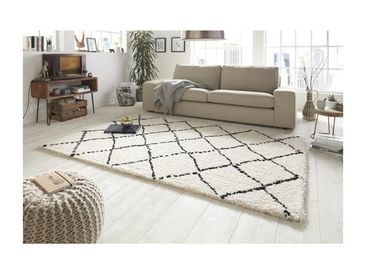 Beżowo-czarny dywan Mint Rugs Hash, 160x230 cm Dywany Prostokątny Pomieszczenie Salon Juta Syntetyk Kolor Biały