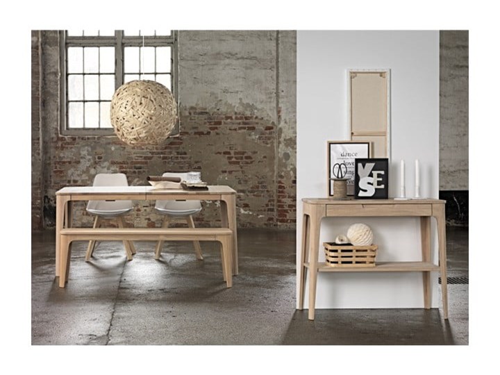 Konsola z drewna białego dębu Unique Furniture Amalfi, 90x37 cm Kolor Biały Drewno Kategoria Konsole