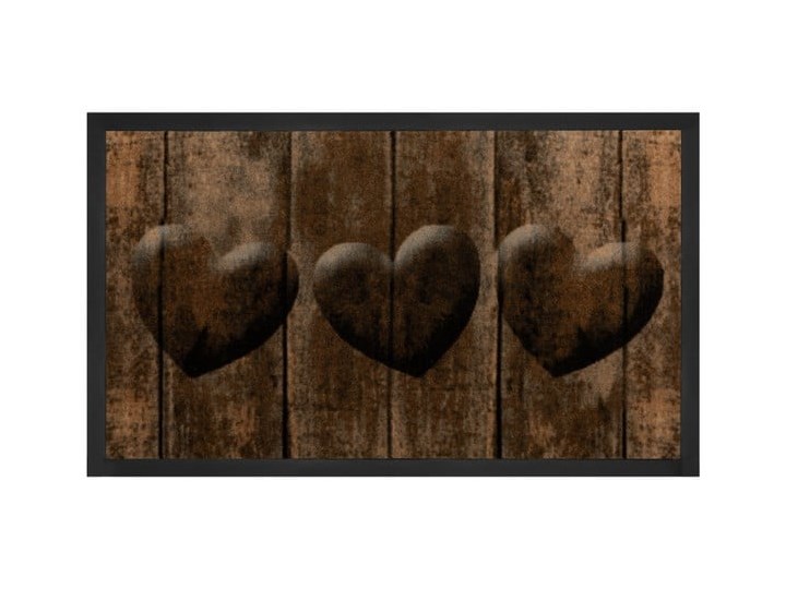 Brązowa wycieraczka Bougari Hearts, 45x75 cm