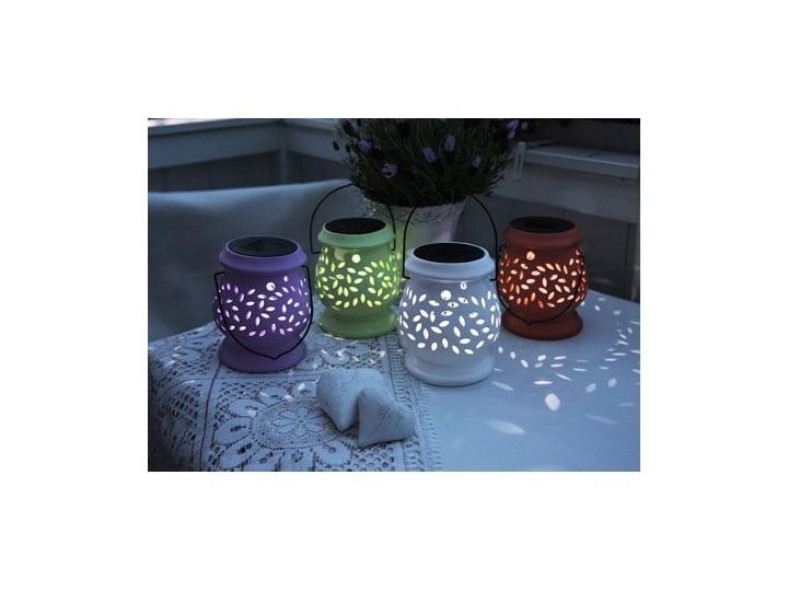 Czerwony lampion ogrodowy LED Star Trading Clay Terracotta, wys. 14 cm Kolor Czarny