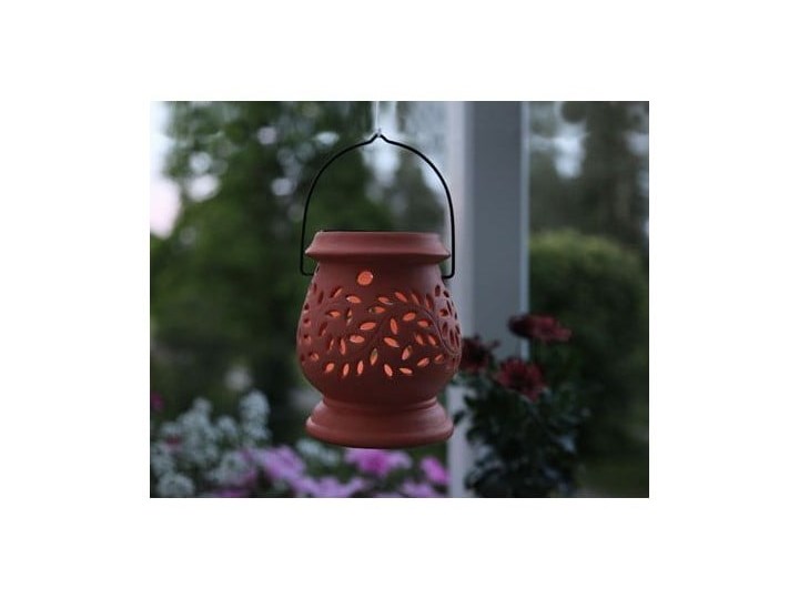 Czerwony lampion ogrodowy LED Star Trading Clay Terracotta, wys. 14 cm Kategoria Lampiony do ogrodu