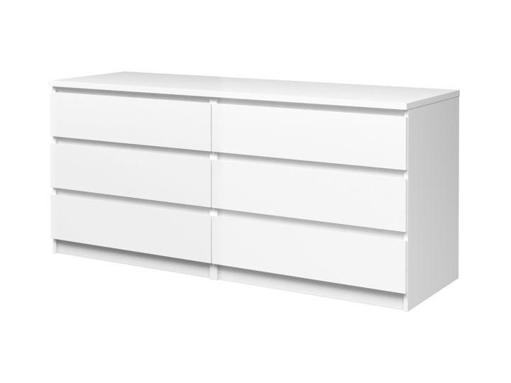 Biała komoda wysoki połysk Naia 6S Głębokość 50 cm Szerokość 154 cm Płyta MDF Wysokość 71 cm Kolor Biały Kategoria Komody