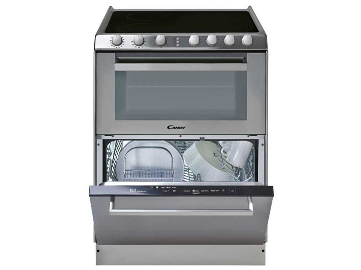 Kuchnia elektryczna ze zmywarką CANDY TRIO 9503/1 X/U Rodzaj płyty grzewczej Ceramiczna Szerokość 60 cm Kategoria Kuchenki elektryczne