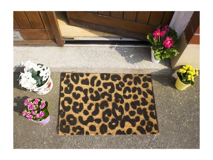 Wycieraczka z naturalnego włókna kokosowego Artsy Doormats Leopard, 40x60 cm Włókno kokosowe Kolor Brązowy