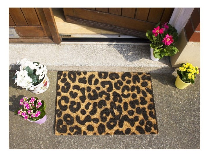 Wycieraczka z naturalnego włókna kokosowego Artsy Doormats Leopard, 40x60 cm Włókno kokosowe Kolor Brązowy