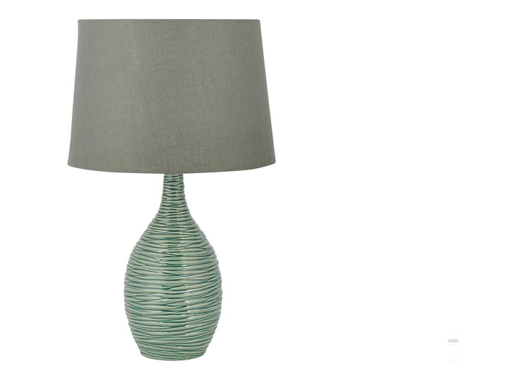 Lampa stołowa ciemnozielona ceramiczna 57 cm rzeźbiona podstawa okrągły abażur nowoczesna Lampa nocna Lampa z abażurem Styl Klasyczny