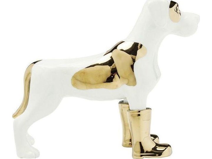 Figurka dekoracyjna Dog in Boots 11x25 cm biało-złota