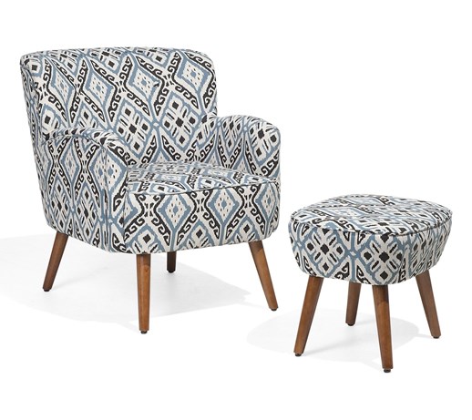 Fotel kolorowy z hokerem tapicerowany TUMBA