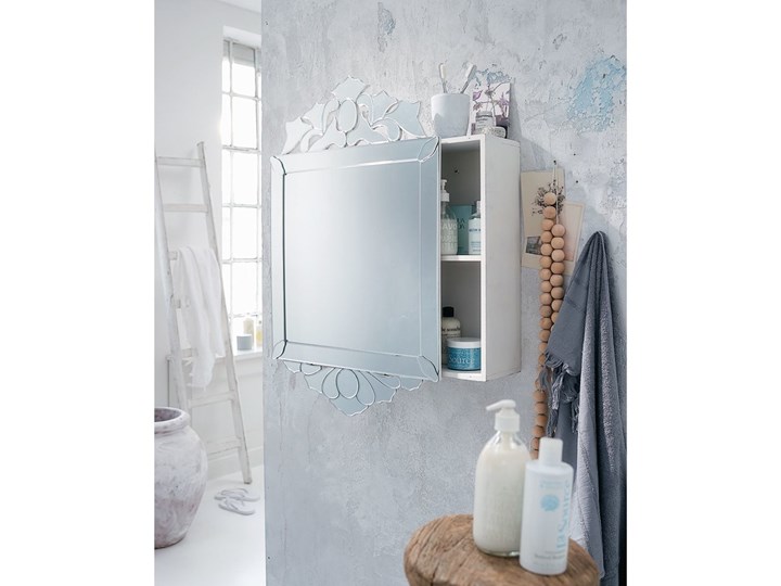 Szafka łazienkowa z lustrem dekor Glamour lustro Wiszące Wysokość 85 cm Głębokość 18 cm Szerokość 55 cm Szerokość 85 cm Szafki Rodzaj frontu Drzwiczki