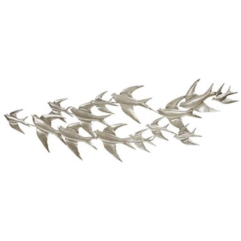 UCCELLI dekoracja ścienna srebrna ptaki, 37x123 cm