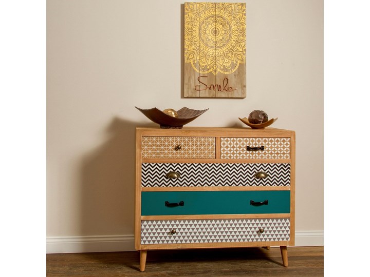 Komoda " Scandi Look" II Pomieszczenie Sypialnia Wysokość 80 cm Głębokość 40 cm Płyta MDF Szerokość 90 cm Drewno Z szufladami Pomieszczenie Pokój nastolatka
