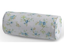 Dekoria Poduszka wałek prosty, niebieskie kwiaty na białym tle, Ø16 × 40 cm, Mirella