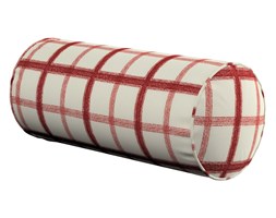 Dekoria Poduszka wałek prosty, ecru tło, czerwona kratka, Ø16 × 40 cm, Avinon