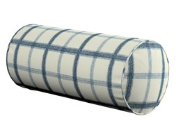 Dekoria Poduszka wałek prosty, ecru tło, niebieskie kratka, Ø16 × 40 cm, Avinon