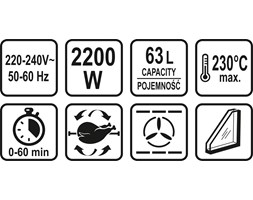 PIEKARNIK ELEKTRYCZNY 2200W 63L Lund 68053