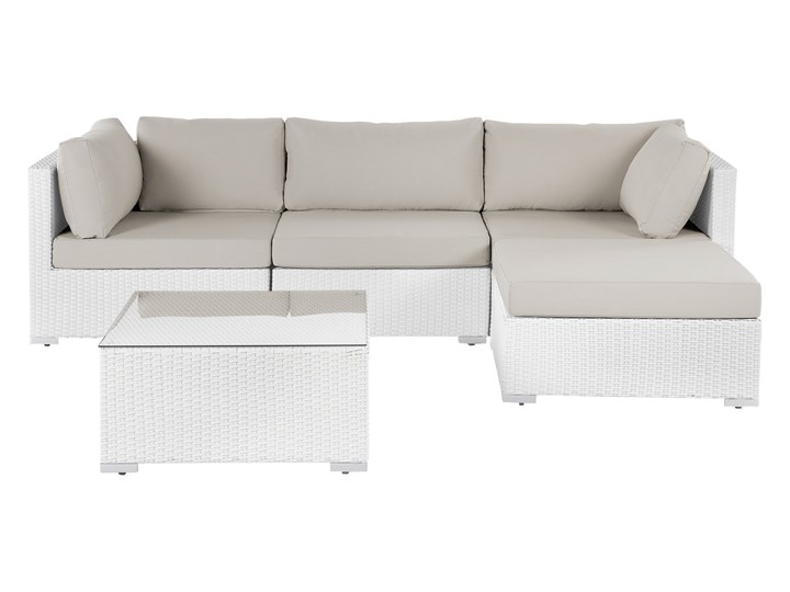 Meble ogrodowe białe - rattanowe - sofa rattanowa - SANO II Aluminium Aluminium Narożnik ogrodowy Technorattan Technorattan Materiał nóżek Aluminium