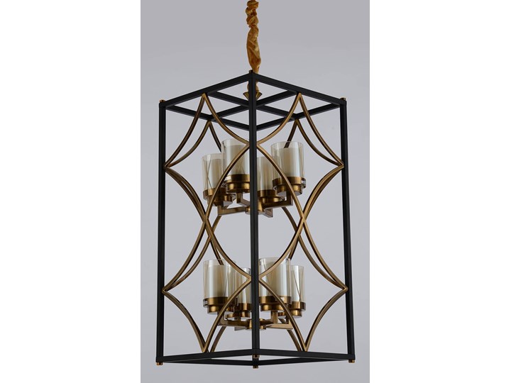 LAMPA WISZĄCA LOFT CZARNO-MOSIĘŻNA QUADRATO DUO Styl Industrialny Szkło Mosiądz Lampa druciana Metal Kategoria Lampy wiszące