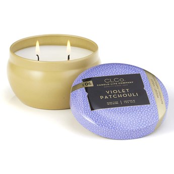 Candle-lite CLCo Candle Jar 6.25 oz luksusowa świeca zapachowa w ozdobnej puszce ~ 30 h - No. 06 Violet Patchouli