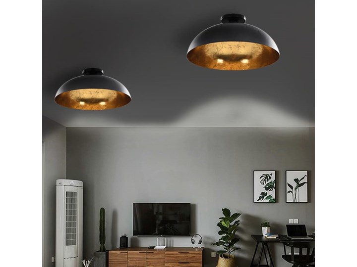 vidaXL Lampy sufitowe, 2 szt., czarno-złote, półkoliste, E27