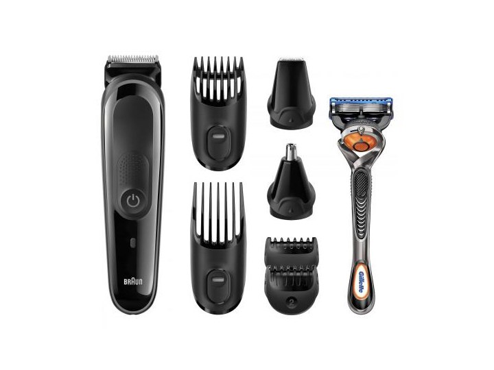 BRAUN MGK3060 BK/GREY, 6 nasadek do twarzy i włosów + golarka Gilette, 60 min działania