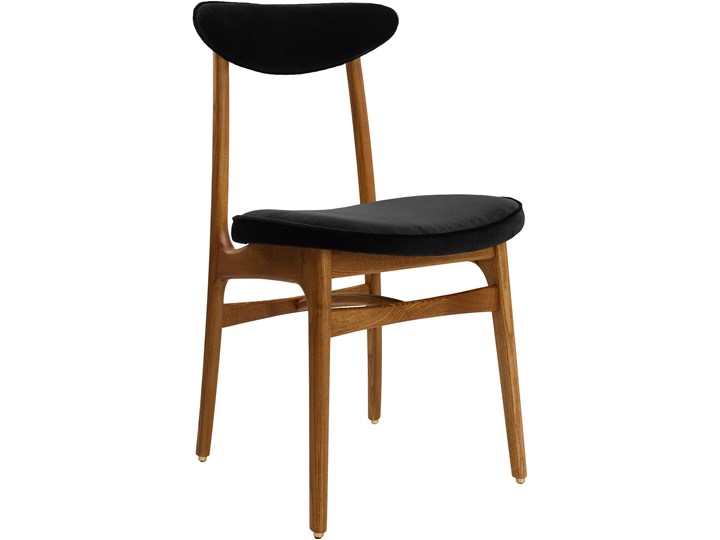 Krzesło 200-190 Velvet Black, proj. R. T. Hałas Tapicerowane Kategoria Krzesła kuchenne Drewno Wysokość 46 cm Krzesło inspirowane Tkanina Szerokość 45 cm Głębokość 52 cm Wysokość 83 cm Kolor Brązowy