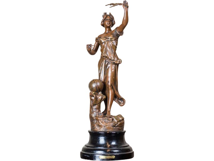 Figurka Alegoria Nauki, proj. August Moreau, XX w. Metal Metal