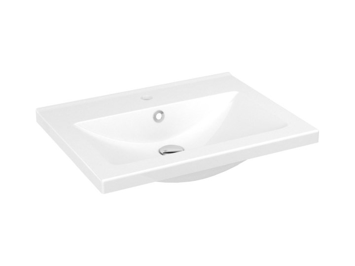 Umywalka ceramiczna GoodHome Nira 60 cm z syfonem Prostokątne Ceramika Kategoria Umywalki Kolor Biały