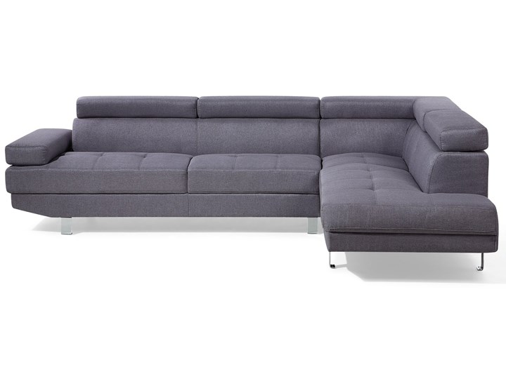 Narożnik lewostronny szary tapicerowany 5 osobowa sofa z regulowanymi zagłówkami Typ Gładkie W kształcie L Strona Lewostronne