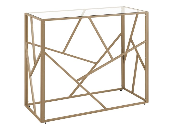 Beliani Konsola złota metalowa 100 x 40 cm szklany blat geometryczna rama nowoczesna Z samym blatem Szerokość 100 cm Stojąca Pomieszczenie Salon Styl Nowoczesny