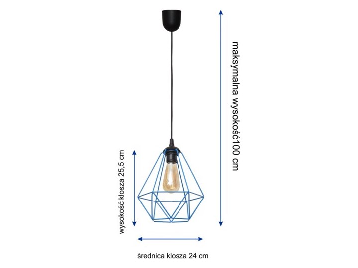 Lampa wisząca KARO NIEBIESKA W-KM 1311/1 BL Lampa z kloszem Tworzywo sztuczne Metal Styl Industrialny