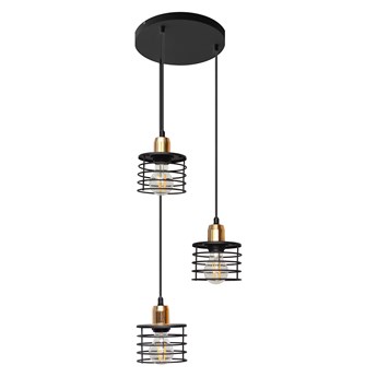 Lampa wisząca na kole EDISON W-KD 1366/3 BK+BR