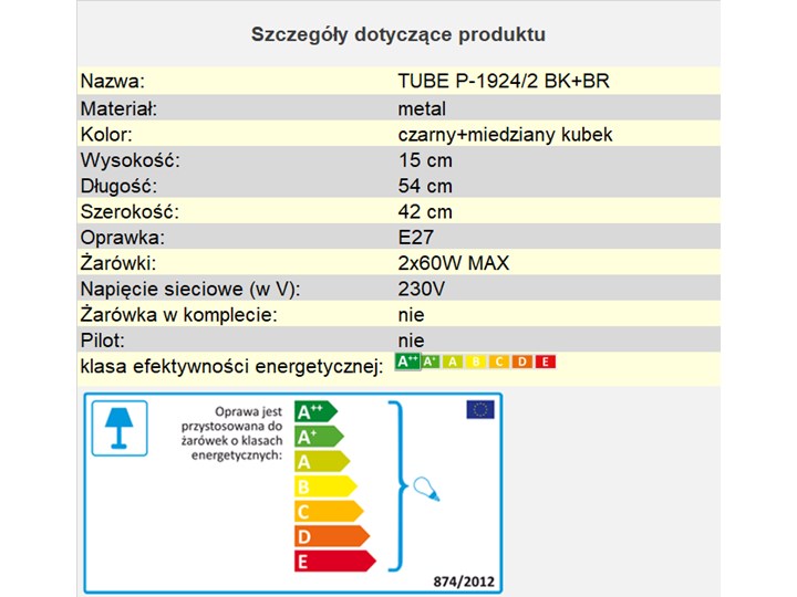 Plafon czarny miedź TUBE P-1924/2 BK+BR Kategoria Plafony Metal Styl Nowoczesny