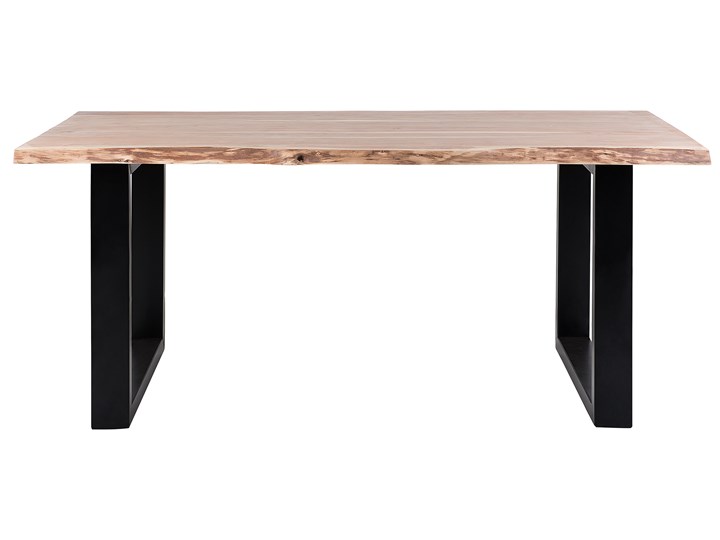 Stół do jadalni drewniany blat nieregularny czarne metalowe nogi 180 x 94 cm styl industrialny Długość 180 cm Drewno Styl Rustykalny