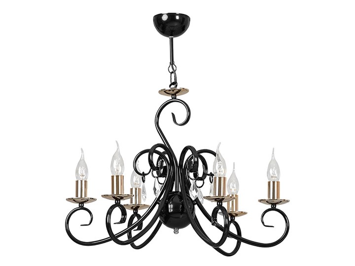 ZANADOR 6 BLACK 278/6 klasyczny żyrandol czarny złote elementy Kryształ Lampa z kryształkami Metal Lampa LED Kolor Złoty Kategoria Lampy wiszące