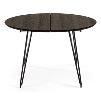 Czarny stół rozkładany Kave Home Norfort, ⌀ 120 cm