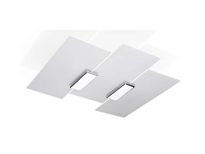 Plafon LAMPA sufitowa SOL SL.198 szklana OPRAWA prostokąty chrom biała