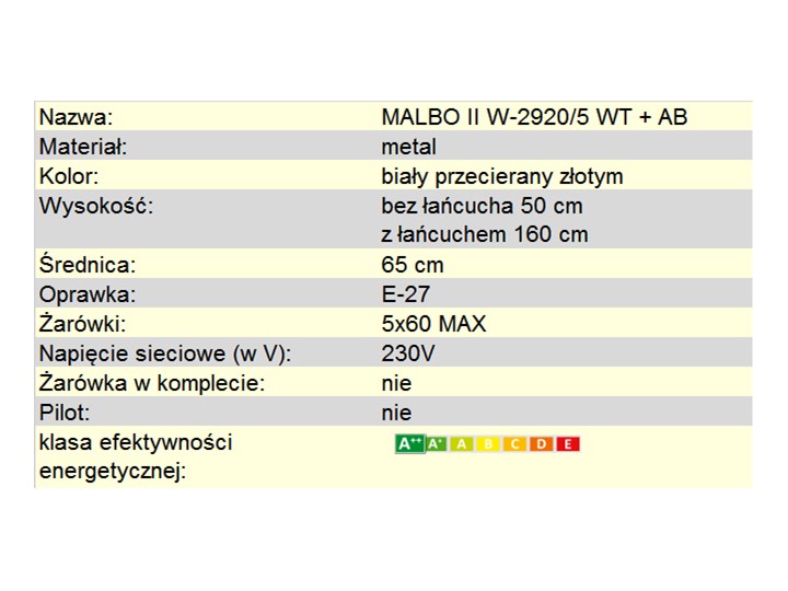 Lampa wisząca z abażurami MALBO II W-2920/5 WT+AB Metal Tkanina Lampa z abażurem Styl Nowoczesny