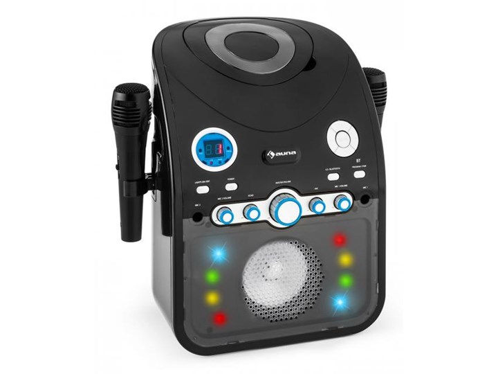 Auna StarMaker Zestaw karaoke Odtwarzacz CD Bluetooth AUX Efekt świetlny LED 2 x mikrofon