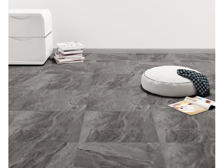 vidaXL Samoprzylepne panele podłogowe z PVC, 5,11 m², czarne ze wzorem Kolor Czarny Kolor Szary