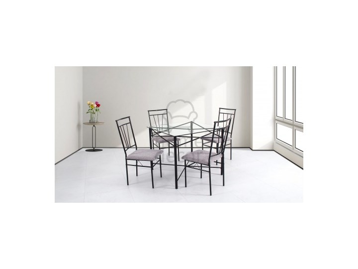 HOME DECOR ZESTAW KUCHENNA LUNA1 STÓŁ KWADRATOWY 90X90 4 KRZESŁA BLAT SZKLANY PRZEZROCZYSTY Pomieszczenie Jadalnia Kategoria Stoły z krzesłami