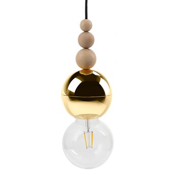 LOFT BALA ZŁOTA lampa wisząca 1 x 60W E27 na kablu nowoczesna minimalistyczna czarna złota zwis koraliki KOLOROWE KABLE LBG15