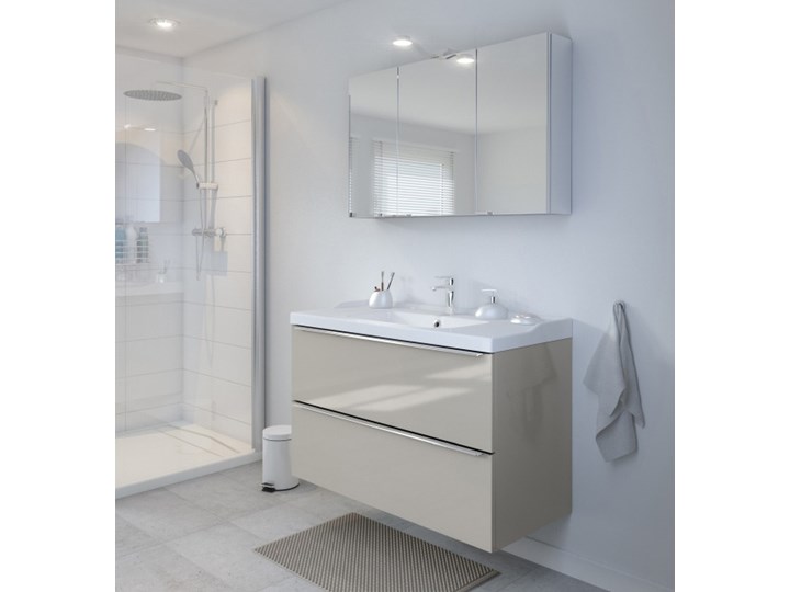 Umywalka ceramiczna GoodHome Lana 100 cm z syfonem