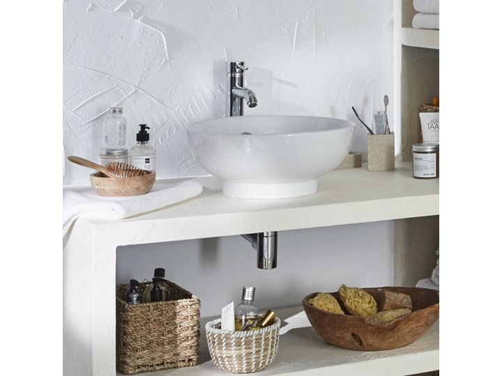 Umywalka nablatowa ceramiczna GoodHome Nura śr. 40 cm biała Ceramika Nablatowe Okrągłe Kolor Biały Kategoria Umywalki