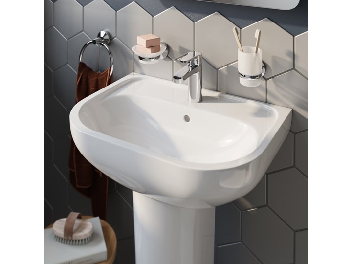 Umywalka ścienna GoodHome Cavally 40 x 56 cm z otworem na armaturę Kategoria Umywalki Prostokątne Szerokość 40 cm Podwieszane Kolor Biały