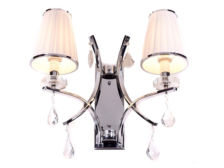 LAMPA ŚCIENNA KINKIET NOWOCZESNY BIAŁY GLAMOUR W2 Kinkiet z kloszem Metal Kinkiet dekoracyjny Kinkiet z abażurem Szkło Tkanina Kategoria Lampy ścienne 