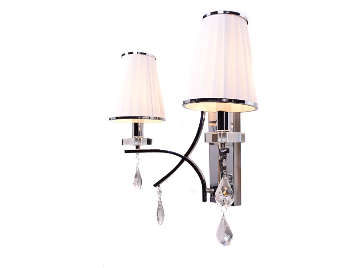 LAMPA ŚCIENNA KINKIET NOWOCZESNY BIAŁY GLAMOUR W2 Metal Tkanina Szkło Kinkiet z abażurem Kinkiet z kloszem Kinkiet dekoracyjny Kategoria Lampy ścienne